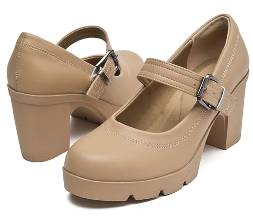 DADAWEN Mary Jane Low Block Heels