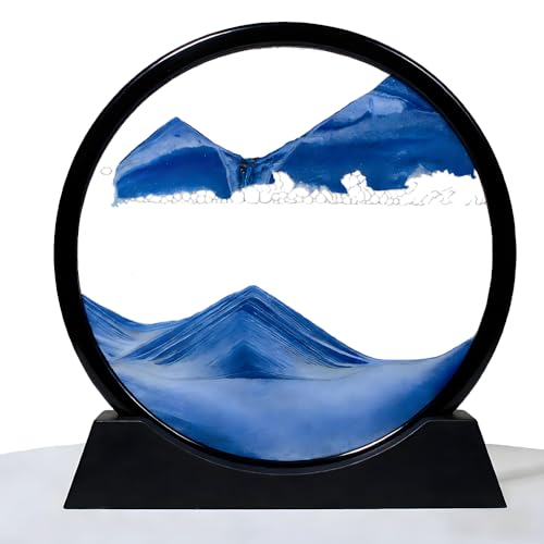 Calenxy Bewegendes Sandbild, 17cm Sandbilder zum Drehen 3D Sandscape, Sandmalerei, Sanduhr Deko Sandbild Geschenke für Büro Wohnzimmer Schreibtisch Erwachsene Kinder