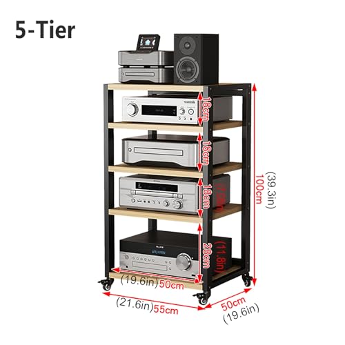 XingLi Movable 5-Tier Audio Shelf, Audio Rack, Media Stand, Corner TV Stand, HiFi Racks and Stands, Audio Rack Cabinet for Living, Gaming and Recording Rooms?55x50x100cm