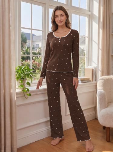 Ekouaer Women Fall Pajama Sets Cute V Neck Lounge Set Flared Wide Leg - image 3