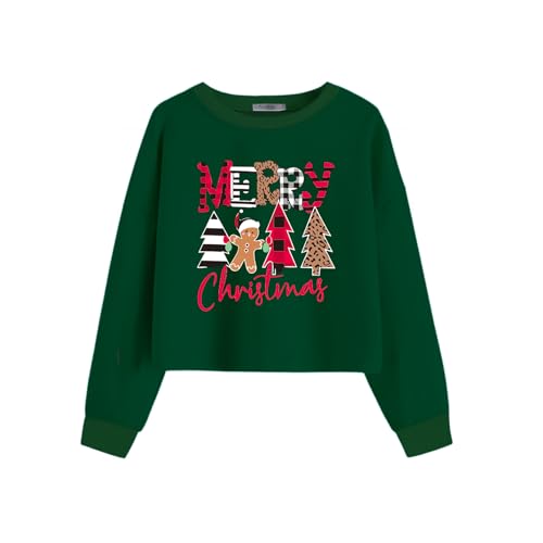 Image of Arshiner Girls Crop Tops Kids Long Sleeve Pullover Sweatshirts Girls Cropped Crewneck Sweatshirt for Teen Girl