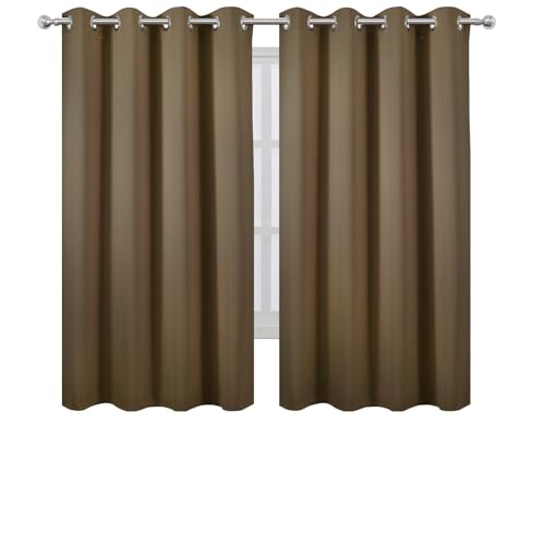 Image of LEMOMO Brown Blackout Curtains 66 x 63 Inch Length /Set of 2 Curtain Panels /Thermal Insulated Room Darkening Blackout Curtains for Bedroom