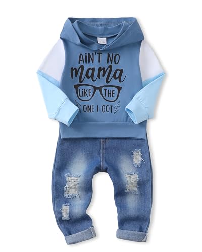 NZRVAWS Toddler Baby Boy Clothes Clothing Blue Letter Printed Hoodie