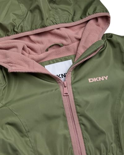 Image of DKNY Girls Fleece Jacket - Polar Fleece Lined Midweight Hooded Anorak Windbreaker - Cozy Outerwear & Winter Jackets for Girls