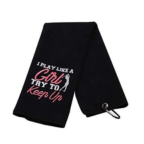 Toalla-de-golf-para-mujer-toalla-de-golf-divertida-regalo-para-ella-con-el-texto-en-ingles-I-Know-I-Play-Like-A-Girl-So-try-to-Keep-Up-toalla-de-golf-con-clip