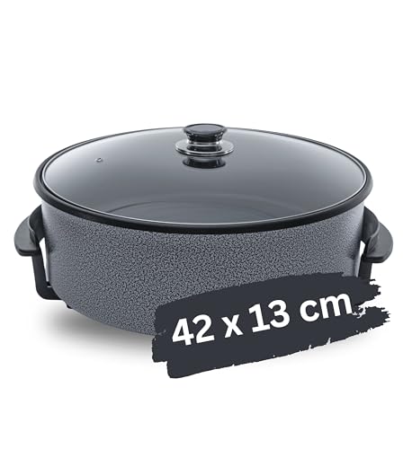 Partypfanne – elektrische Multipfanne mit Antihaftbeschichtung und Thermostat | 7 versch. größen - optimal für Kochen, Braten, Dünsten, Auftauen und Warmhalten (42 x 13cm) Partypfanne – elektrische Multipfanne mit Antihaftbeschichtung und Thermostat | 7 versch. größen - optimal für Kochen, Braten, Dünsten, Auftauen und Warmhalten (42 x 13cm)