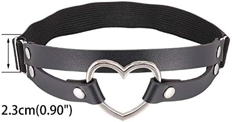 Amazon.com: FM FM42 Black PU Simulated Leather Women's Gothic Double Straps Heart O Ring Leg