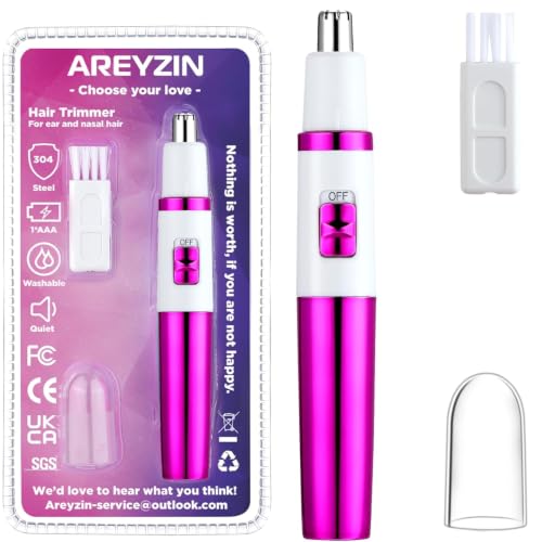 Image of AREYZIN Nose Hiar Trimmer for Women,Ladies Painless Nose Trimmer Women,Eyebrow Facial Ear Hair Trimmer Hair Clippers Professional, Waterproof, Dual-Edge Blade, Purple
