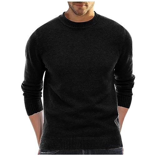 Ymosrh Men's Light Sweater Casual Basic Knit Sweaters Long Sleeve Solid Crew Neck Winter Pullover Thermal Tops, M-2XL4