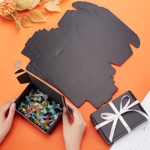 PH PandaHall 20 Pack Cardboard Postal Boxes Black Gift Boxes Small Shipping Box Kraft Boxes Corrugated Cardboard Postal Boxes for Packing Small Business Wedding Party Favor - Image 3