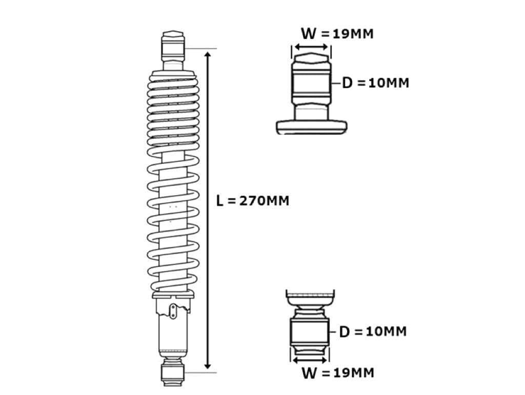 270mm Stoßdämpfer Federbeine Satz Grau Chrom – Einstellbar passend für Mofa Moped Universal