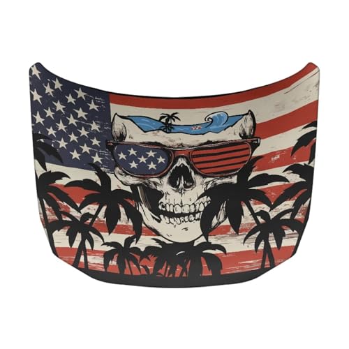 Image of American Skeleton Car Windshield Sunshade Cover, Waterproof Breathable Half Car Cover Blocks UV Rays for All Season - Fit Most Cars, SUV