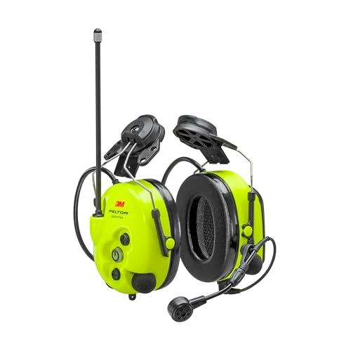 3M PELTOR LiteCom Plus Headset MT73H7P3E4610NA, Hearing Protector Attaches to Hard Hat, 2-Way Radio, Noise-Cancelling Speech Microphone, Hands-Free Protective Communication