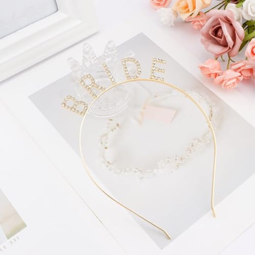 Bride to be Haarreifen, Bride Haarreif, Eleganter Braut Stirnband, Braut Strass Haarschmuck für Geburtstag Junggesellinnenabschiede Hochzeit (Gold)