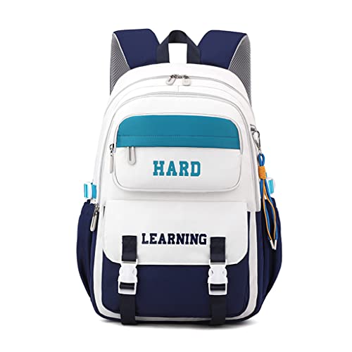 Mochila Impermeável Feminina/masculina,Mochila Escolar Fashion,Mochilas Para Notebook Branco-Azul