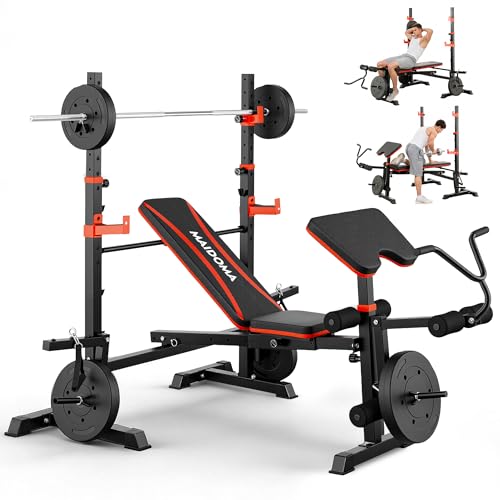 MAIDOMA Foldable 1500LBS 6 IN 1 Olympic Weight Bench Set