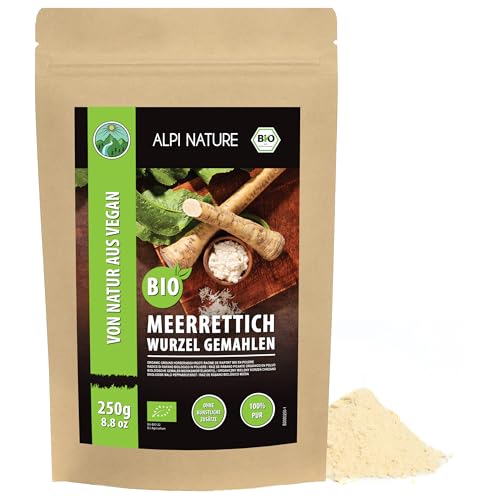 Alpi Nature Rábano Picante Orgánico Molido 250g, Polvo de Raíz de Rábano Picante Molido