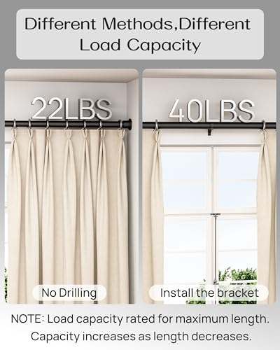 Image of Tension Curtain Rod By EZFurni,123-160 Inches, Heavy Duty Tension Rod,Adjustable Curtain Rods No Drilling & Easy Assemble Extra Long Tension Rod, Black