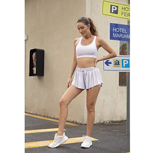 Image of Flowy Athletic Shorts for Women Running Tennis Butterfly Shorts Girls 2-in-1 Double Layer Quick-Drying Comfy Shorts