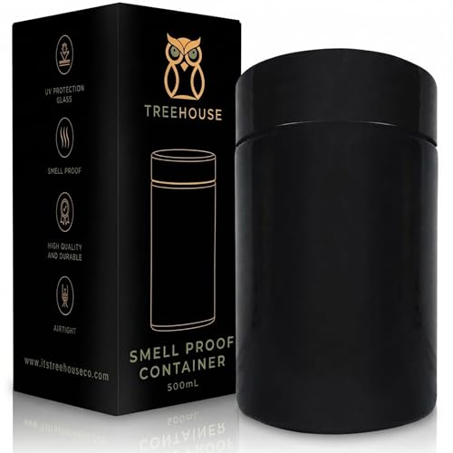 Treehouse Smell Proof Container (500mL) for Herbs Spices Coffee Teas & More - Plus x2 Resealable Smell Proof Bags