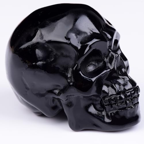 QLRSUXN Calavera de cristal de obsidiana negra (obsidiana negra)