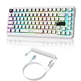 ATTACK SHARK X82PRO HE ゲーミングキーボード、磁気軸、75% ワイヤレス ラピッドトリガー マグネティックキーボード、8K 有線ゲーミングキーボード、ホール効果スイッチ調整可能アクチュエーション、QWERTY、RGB バックライト、C01ULTRA RGB コイルケーブル付き - (漫画)