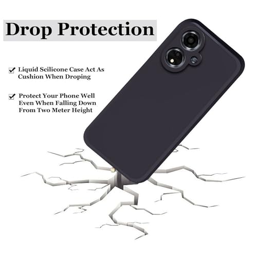 Image of A rtistque Liquid Silicone Back Cover Case for Oppo A59 5G Shockproof TPU Soft Flexible with Camera Protection - Black