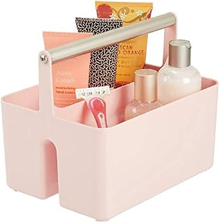 mDesign Plastic Portable Storage Organizer Utility Caddy Tote, Divided Basket Bin - Metal