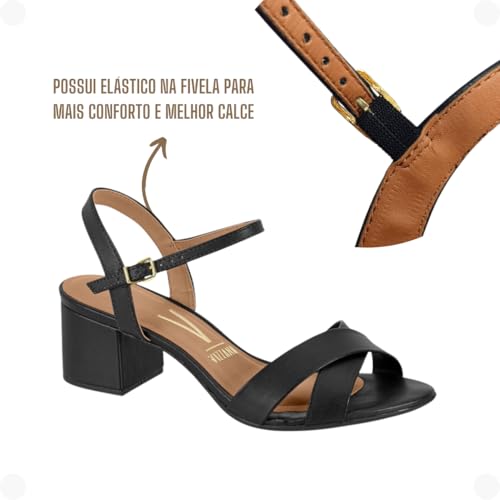Sandália Vizzano Salto Bloco Feminino, Preto, 38