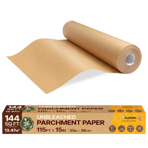 Katbite Heavy Duty Parchment Paper Roll, 15 in x 115 ft, 145 Sq Ft, Brown