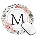 Produktbild Runde Gaming Mauspad Frühlingskranz Buchstabe M Garten M, rutschfest Gummi Mauspad Rund Mauspad für Computer Laptop Mousepad