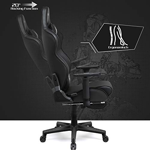 Kirogi-Silla-Gaming-Silla-Gamers-con-reposapies-Silla-ergonomica-de-Ordenador-Silla-reclinable-de-Adultos-para-Juegos-de-PC-Silla-de-Oficina-Grande-con-Cuero-de-Fibra-de-CarbonoNegro