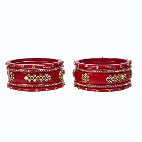 Image of Traditional Rajasthani Beautiful Lac Lakh Bangle Set For Women and Girls | Kundan Bangle Set For Bridel | Jaipuri Chudi Set | Green Sky Blue Maroon Pink Yellow | Kada Set of 10