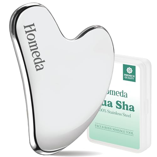 Image of Stainless Steel Gua Sha for Face, Guasha Stone for Face Massage Tool, Metal Gua Sha Stone, Gusha, Gaushala, Gosha for Men Yoga, Face Massager Tools for Women Skincare, Facial Shaper (1 Piece)