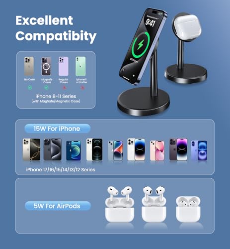 Chargeur magnétique sans fil noir induction aimanté pour téléphone et smartphone - 3