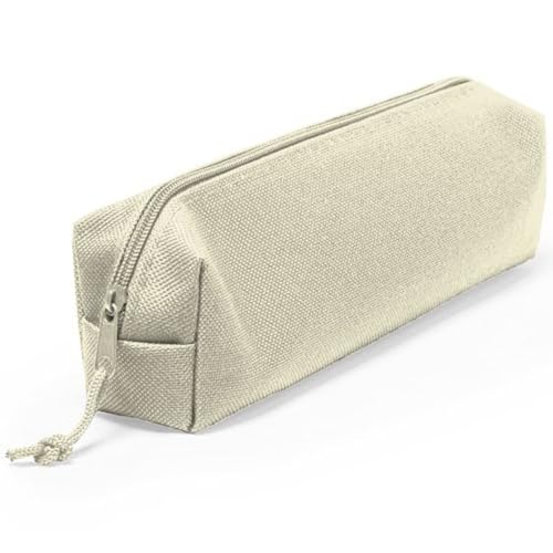 Astuccio in poliestere 600D, elegante e resistente, chiusura a cerniera per proteggere i tuoi strumenti di scrittura, penne, matite, pennelli e trucchi, auricolari, cavetti, penne USB. (Beige)