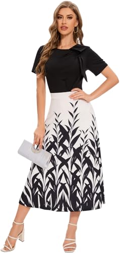 Image of shengfan Women's Casual A Line Swing Summer Dress Formal Short Sleeve Round Neck Wrap Evening Party Dresses