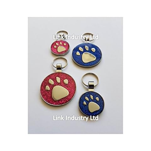 KNIFE-POINT Personalised Luxury Pet ID Tags, Gitter Paw Design Dog Tag ID Tag - SMALL or LARGE - MADE IN SHEFFIELD Cover