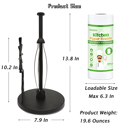 Farmhouse Paper Towel Holder Countertop, Easy One-Handed Operation, Black Metal Windmill Western Rustic Kitchen Decor For Home, Black Paper Towel Dispenser Roll Holder Stand #TOP1