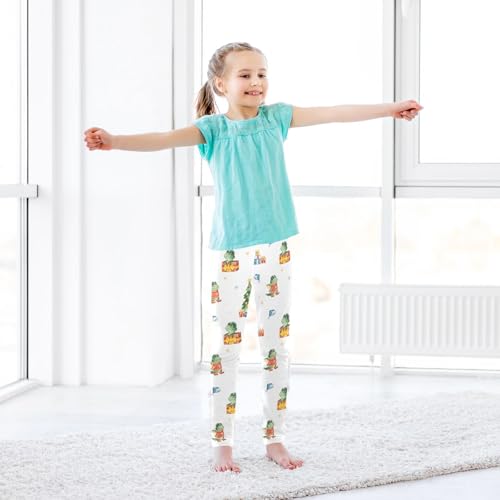 CaTaKu Girls Leggings Christmas Tree Cute Dragon Leggings for Girls Kids Athletic Workout Yoga Pants Size 4-10T3