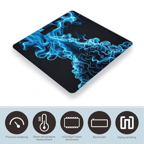 Báscula digital Blue Flame para baño con vidrio templado miniatura 3