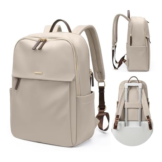 GOLF SUPAGS Mochila feminina para laptop, resistente à água, bolsa para notebook, viagem, trabalho, mochila, Apricot-upgrade, 15.6 Inch, Mochilas Daypack