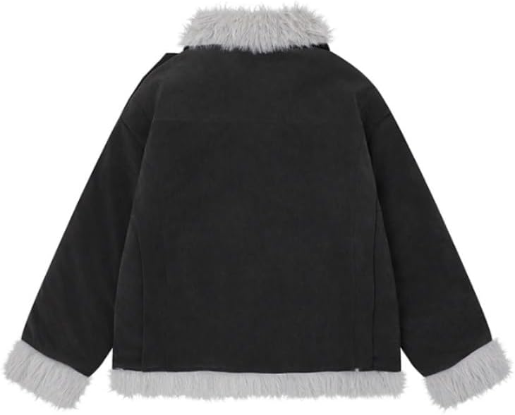 Retro Lambskin Coat for Women Thickened Fleece Loose Cotton
