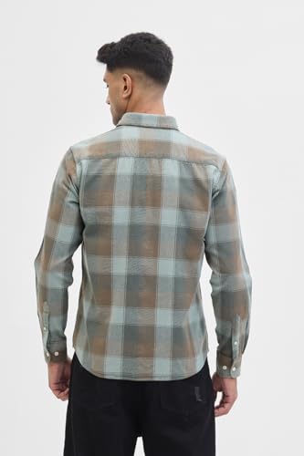 Image of SNITCH Men's Shirts | Regular Fit Checkered Shirt | 100% Cotton, Button-Down Collar, Machine Washable, Casual & Formal Wear