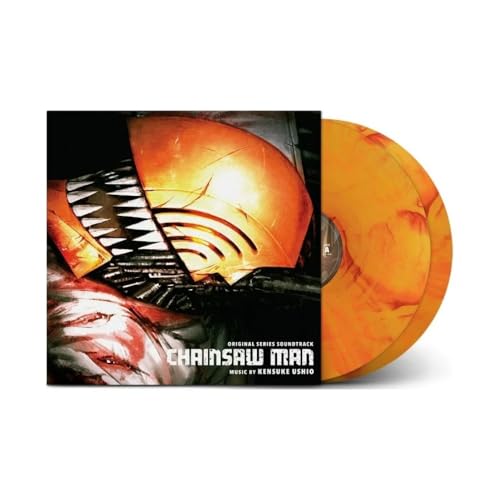 Album Art for Chainsaw Man Original Series Soundtrack Translucent Orange Color Vinyl 2x LP Record by Kensuke Ushio