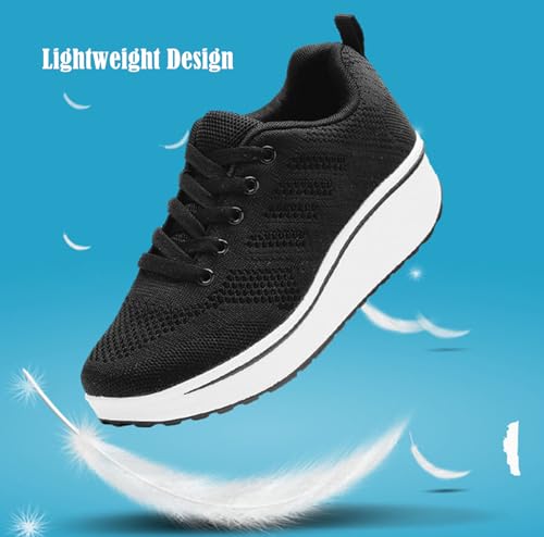 DADAWEN Women's Slip On Breathable Mesh Walking Tennis Shoes Lightweight Comfort Wedge Platform Casual Sneakers for Gym Travel Work (Size:US5-US12)3