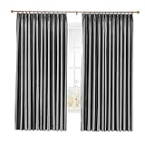 Bowcore Black Faux Silk 95% Blackout 2 Layers Solid Pinch Pleat Window Curtain Panels Window Curtain Panel Drape Set for Livingroom and Bedroom 42 inches Width x 96 inches Length (1 Panel)