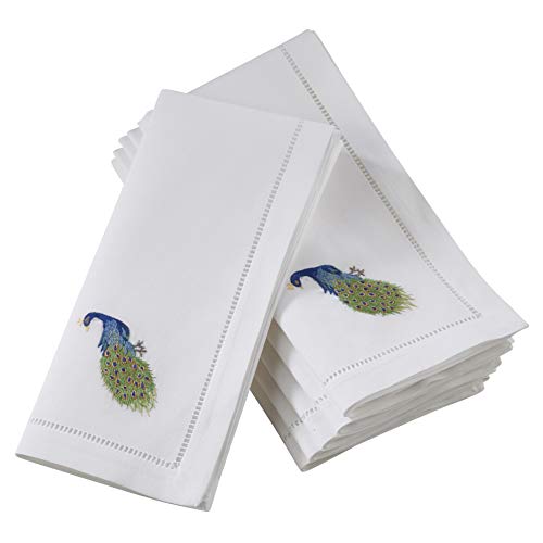 Servilletas de mesa para cenas elegantes, juego de 6 piezas de algodón blanco con bordado 2