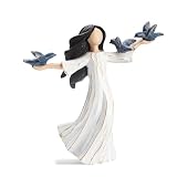 SIGUEJOR Retiremenet Gift for Women,Gifts for Bird Lovers,Hand-Painted Resin Sculpture of Woman with Outstretched Arms and 3 Bluebirds, for Graduates or to Inspire Creative Expression