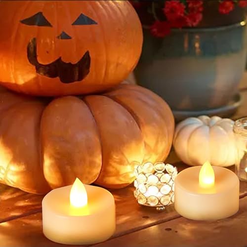 Image of CANDLE CHOICE Battery Operated Flameless Tea Lights Bright Flickering LED Tealight Candles for Wedding Table Centerpieces Halloween Thanksgiving Christmas Decorations Batteries Incl Warm White 36 Pack